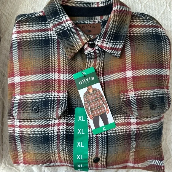 NWT Orvis Men's Plaid Flannel Shirt 100% Heavyweight Cotton XL - Picture 6 of 9